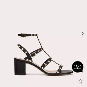 Valentino Black Studded Block Heel Sandals